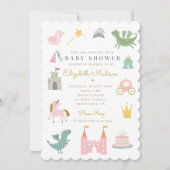 Fairytale Princess Dragon Baby shower Invitation Kaart (Voorkant)