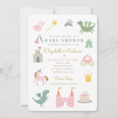 Fairytale Princess Dragon Baby shower Invitation Kaart (Voorkant)