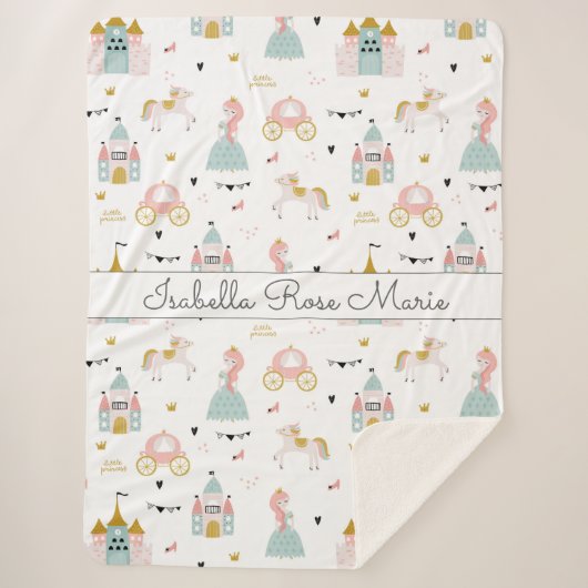 Fairytale Princess Pattern Sherpa Blanket Deken (Voorkant)