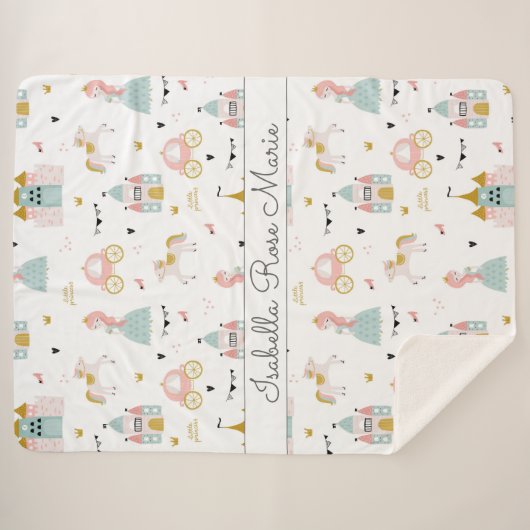 Fairytale Princess Pattern Sherpa Blanket Deken (Voorkant (horizontaal))