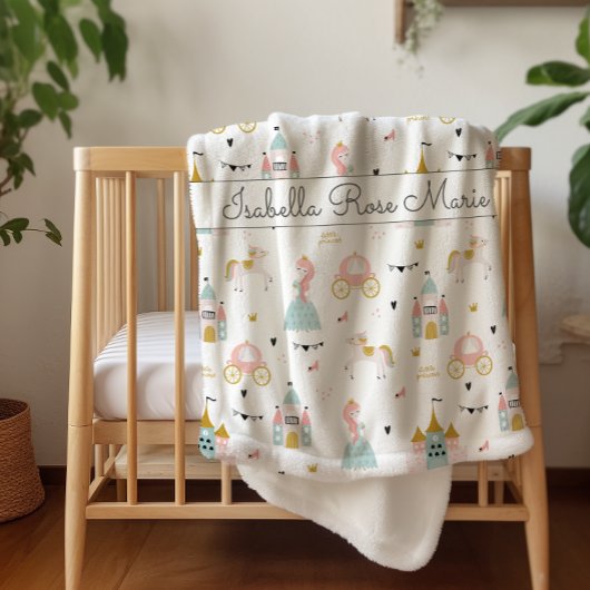 Fairytale Princess Pattern Sherpa Blanket Deken