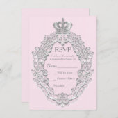 Fairytale  Princess Pink Royal RSVP-kaart Kaart (Voorkant / Achterkant)