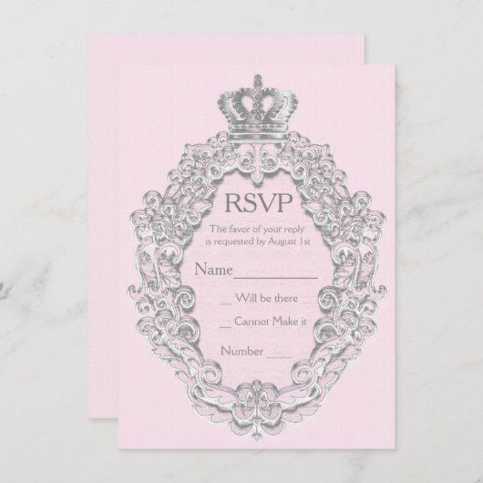 Fairytale  Princess Pink Royal RSVP-kaart Kaart (Voorkant / Achterkant)