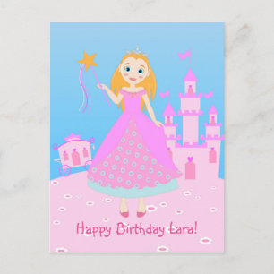 Fairytale prinses in Pink Birthaday Party Briefkaart