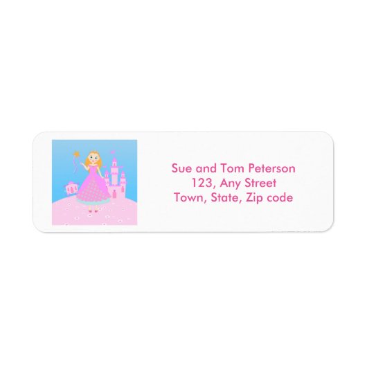 Fairytale prinses in Pink Birthaday Party Etiket (Voorkant)