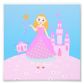 Fairytale prinses in Pink Birthaday Party Foto Afdruk (Voorkant)