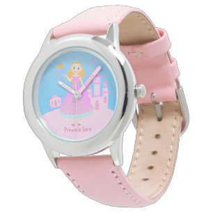 Fairytale prinses in Pink Birthaday Party Horloge
