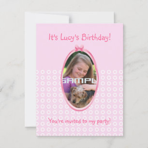Fairytale prinses in Pink Birthaday Party Kaart