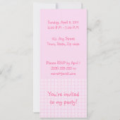 Fairytale prinses in Pink Birthaday Party Kaart (Achterkant)