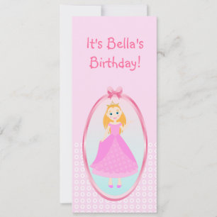 Fairytale prinses in Pink Birthaday Party Kaart