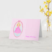 Fairytale prinses in Pink Birthaday Party Kaart (Gele Bloem)