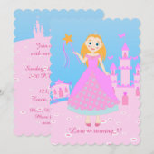 Fairytale prinses in Pink Birthaday Party Kaart (Voorkant / Achterkant)