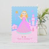 Fairytale prinses in Pink Birthaday Party Kaart (Staand voorkant)