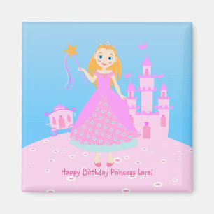 Fairytale prinses in Pink Birthaday Party Magneet