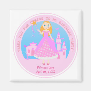 Fairytale prinses in Pink Birthaday Party Magneet