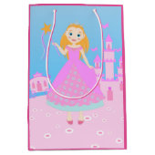 Fairytale prinses in Pink Birthaday Party Medium Cadeauzakje (Voorkant)