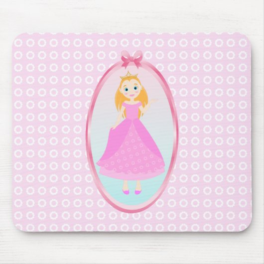 Fairytale prinses in Pink Birthaday Party Muismat (Voorkant)