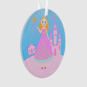 Fairytale prinses in Pink Birthaday Party Ornament (voorkant)