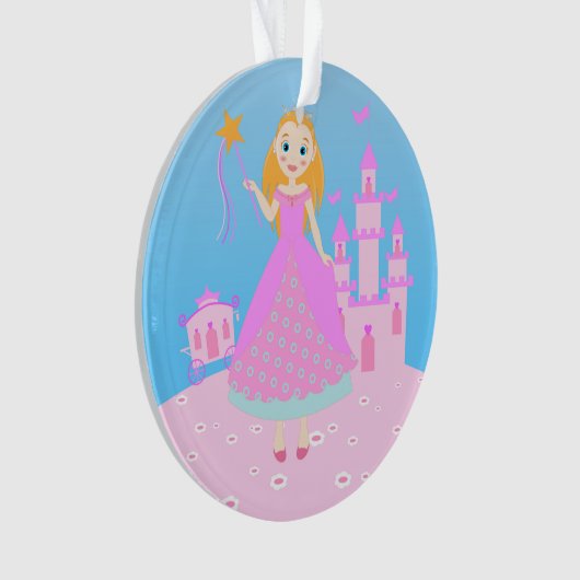 Fairytale prinses in Pink Birthaday Party Ornament (voorkant)