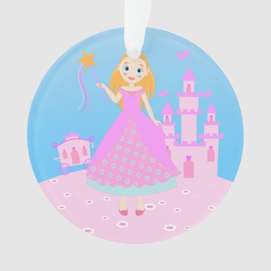 Fairytale prinses in Pink Birthaday Party Ornament (voorkant)