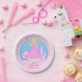 Fairytale prinses in Pink Birthaday Party Papieren Bordje (Feest)