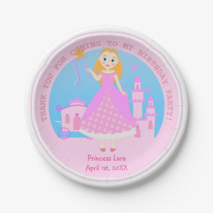 Fairytale prinses in Pink Birthaday Party Papieren Bordje