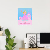 Fairytale prinses in Pink Birthaday Party Poster (Thuiskantoor)