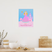 Fairytale prinses in Pink Birthaday Party Poster (Keuken)