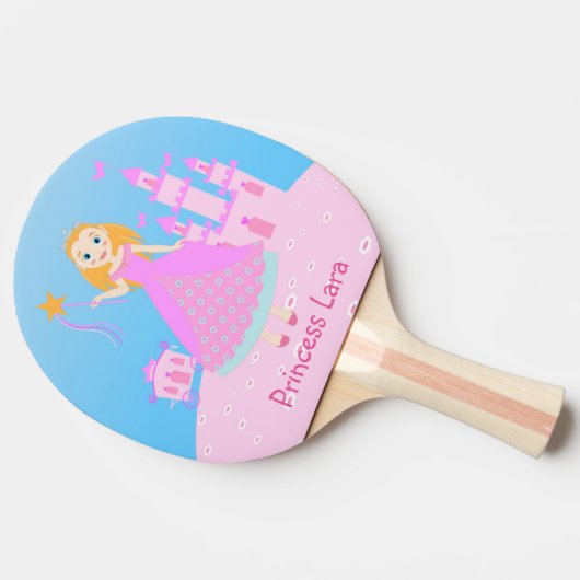 Fairytale prinses in Pink Birthaday Party Tafeltennisbatje (Zijkant)