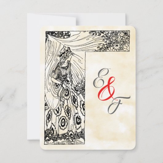 Fairytale prinses trouwt op de datum kaart (Achterkant)