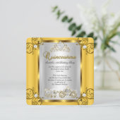 Fairytale Quinceanera 15e verjaardag Geel goud Kaart (Staand voorkant)