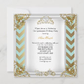 Fairytale Quinceanera 15e verjaardag Mint Gold 2 Kaart (Achterkant)