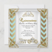 Fairytale Quinceanera 15e verjaardag Mint Gold 2 Kaart (Voorkant)