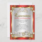 Fairytale Quinceanera 15e verjaardag Red Gold Kaart (Voorkant)