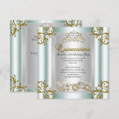 Fairytale Quinceanera 15th Birthday Mint Blue Kaart (Voorkant / Achterkant)