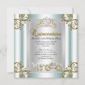 Fairytale Quinceanera 15th Birthday Mint Blue Kaart (Voorkant)