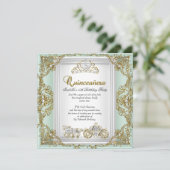 Fairytale Quinceanera 15th Birthday Mint Green Kaart (Staand voorkant)