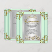 Fairytale Quinceanera 15th Birthday Mint Green Kaart (Voorkant / Achterkant)