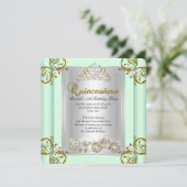Fairytale Quinceanera 15th Birthday Mint Green Kaart (Staand voorkant)