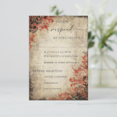Fairytale Red Roses Wedding RSVP Response Kaart (Staand voorkant)