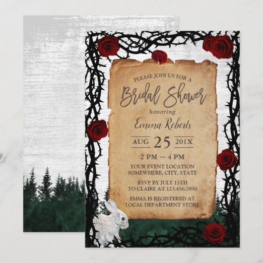 Fairytale Roos in de boskonijn en Thorn-Vrijgezell Kaart (Voorkant / Achterkant)