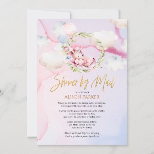 Fairytale Roze Unicorn Dream | Baby shower per pos Kaart (Voorkant)