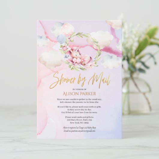 Fairytale Roze Unicorn Dream | Baby shower per pos Kaart (Staand voorkant)