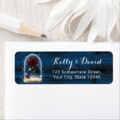 Fairytale Rustic Navy Blue Roos Dome Address Label (Insitu)