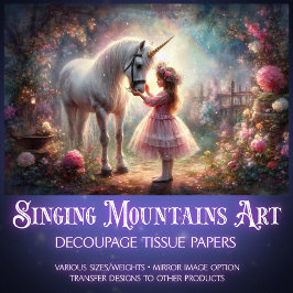 Fairytale Secret Garden Unicorn Girl Decoupage  Tissuepapier