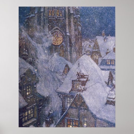 Fairytale sneeuwkoningin van Edmund Dulac Print (Voorkant)