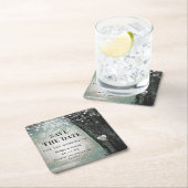 Fairytale sprookjesgroen bos bespaart de datum kartonnen onderzetters (Insitu)