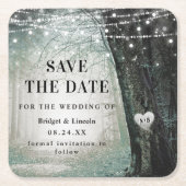 Fairytale sprookjesgroen bos bespaart de datum kartonnen onderzetters (Voorkant)