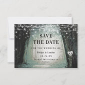 Fairytale sprookjesgroen bos bespaart de datum save the date (Voorkant)