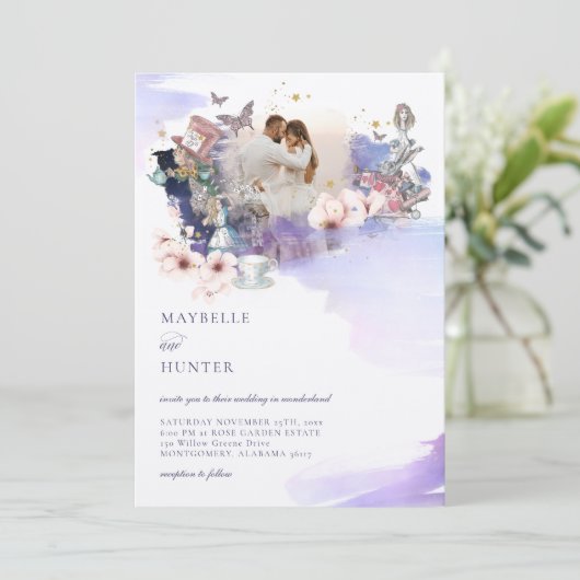 Fairytale stormboekweddenschap in Wonderland Foto Kaart (Staand voorkant)